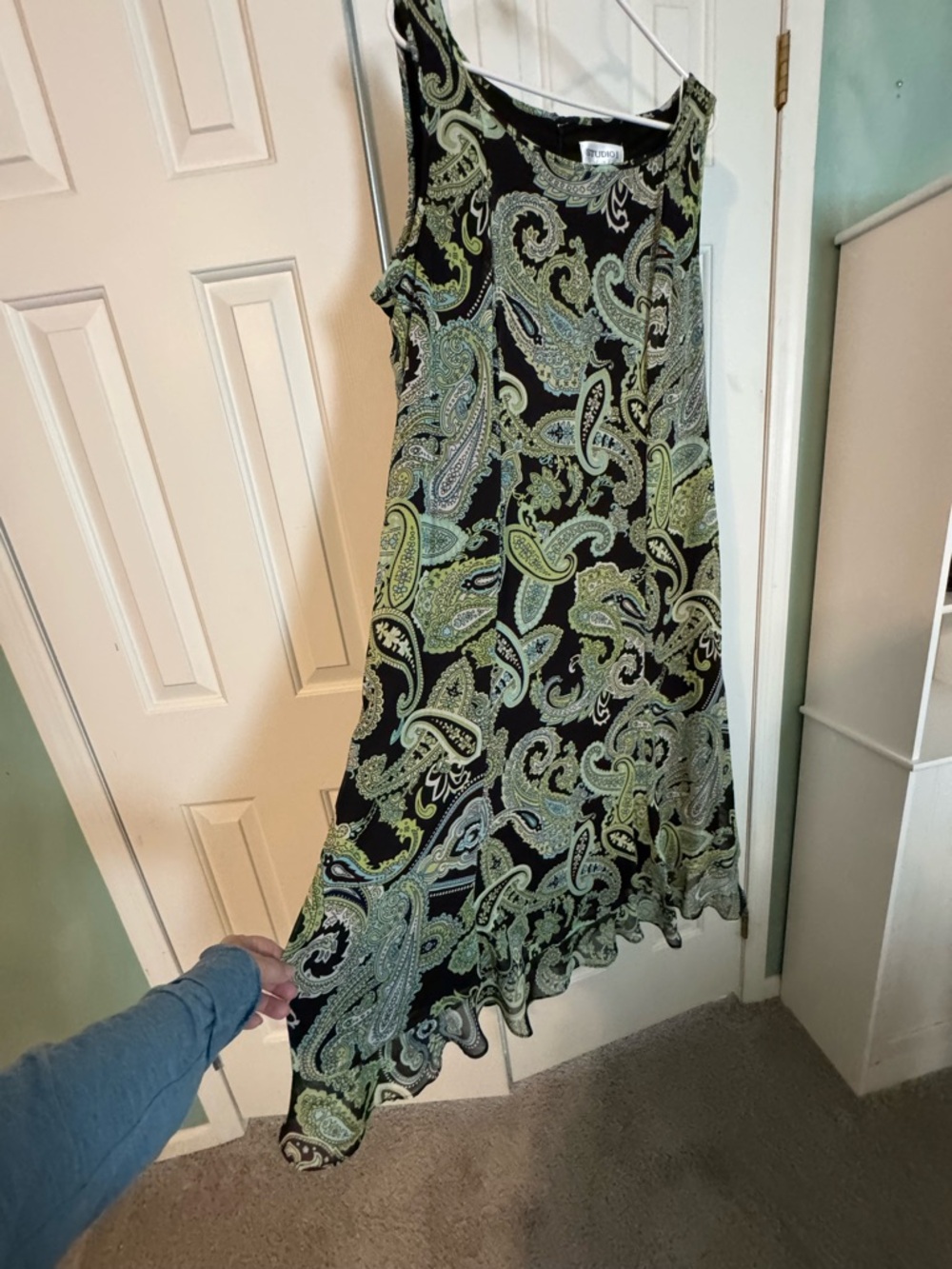 Studio I Black Paisley Maxi with Lime Knit Cardigan - Picture 8 of 8